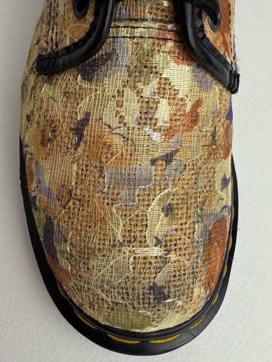 Vintage Dr. Martens England Burlap Floral Lace Fabric Tall Boho MIE Boots UK 5 - Picture 7 of 16